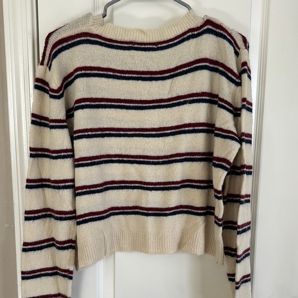 Emory Park Cream and Red Striped Crew Neck Sweater / H17 - Picture 3 of 3